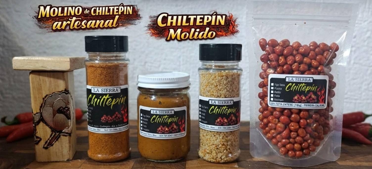 Chile Chiltepín entero, molido y en pasta, cosecha silvestre 100% artesanal